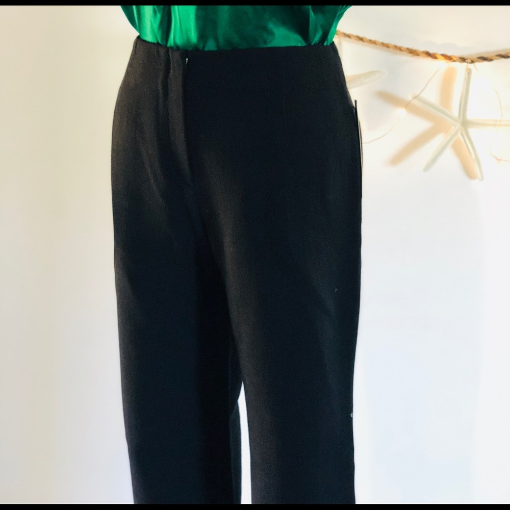 Anne Klein Black Wool Wide Leg Hollywood Trouser